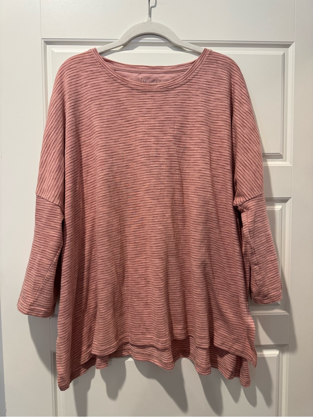 Mersea One Size Pink Striped Cotton Shirt